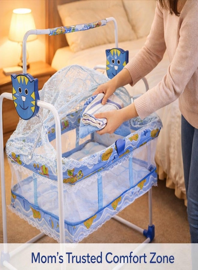 Maanit Baby Swing with Transparent Canopy for New Born Baby 0-9 Months (Blue) - Image 4